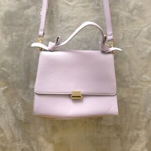 Lilac Crossbody‎ Bag Top Handle Bow Detail Gold Hardware Small